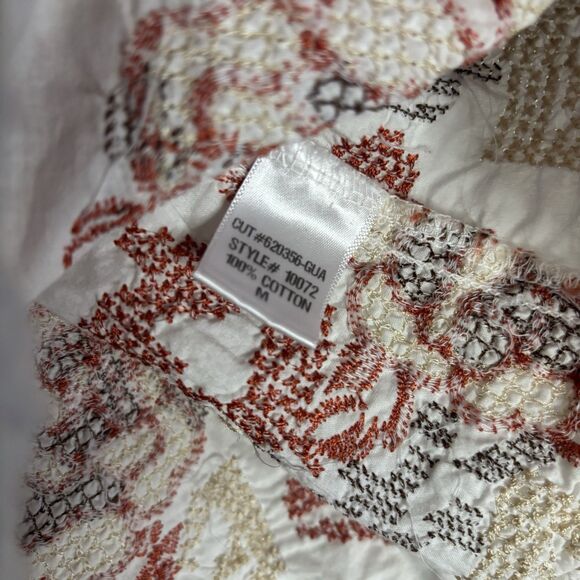 XCVI Tunic Medium Embroidered Tunic Top Boxy Drawstring Cottagecore Boho - Picture 4 of 5